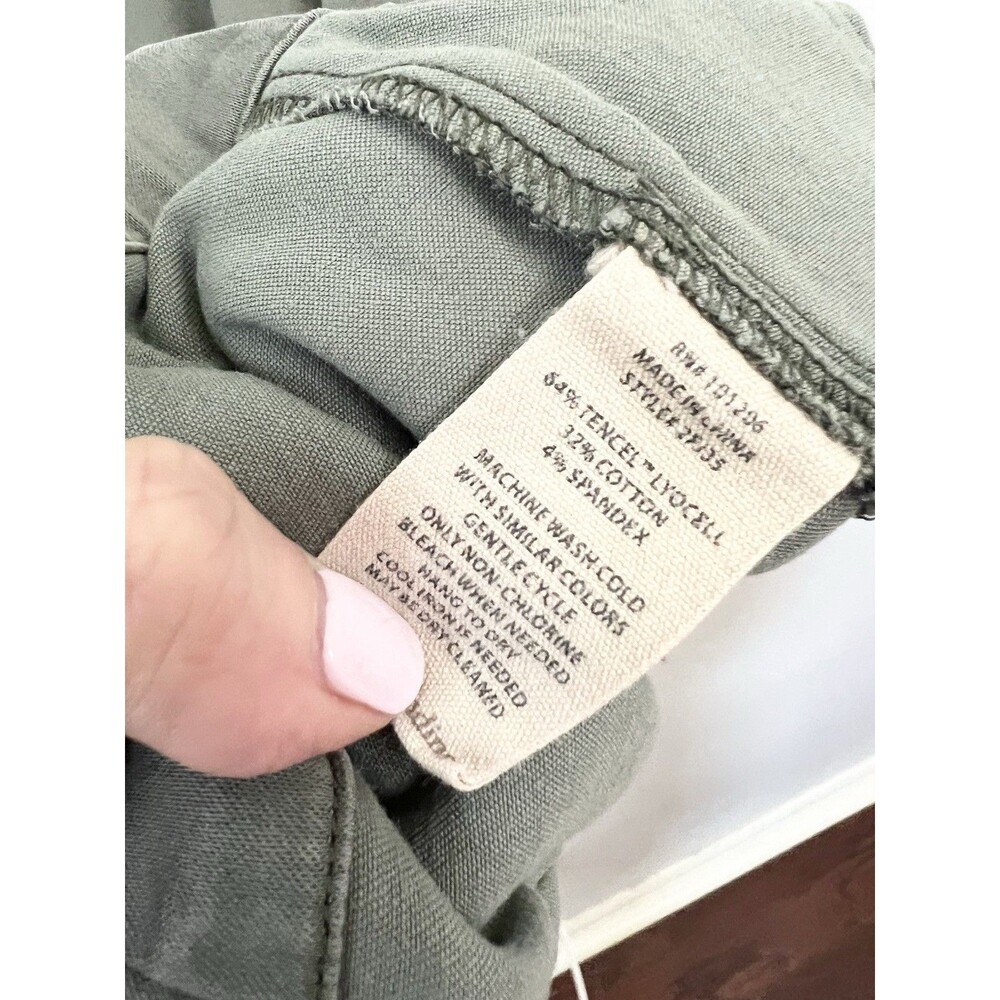 Soft Surroundings Thelma Shirt Green Roll Tab Sleeves Pockets Shacket Utility M - Picture 6 of 8